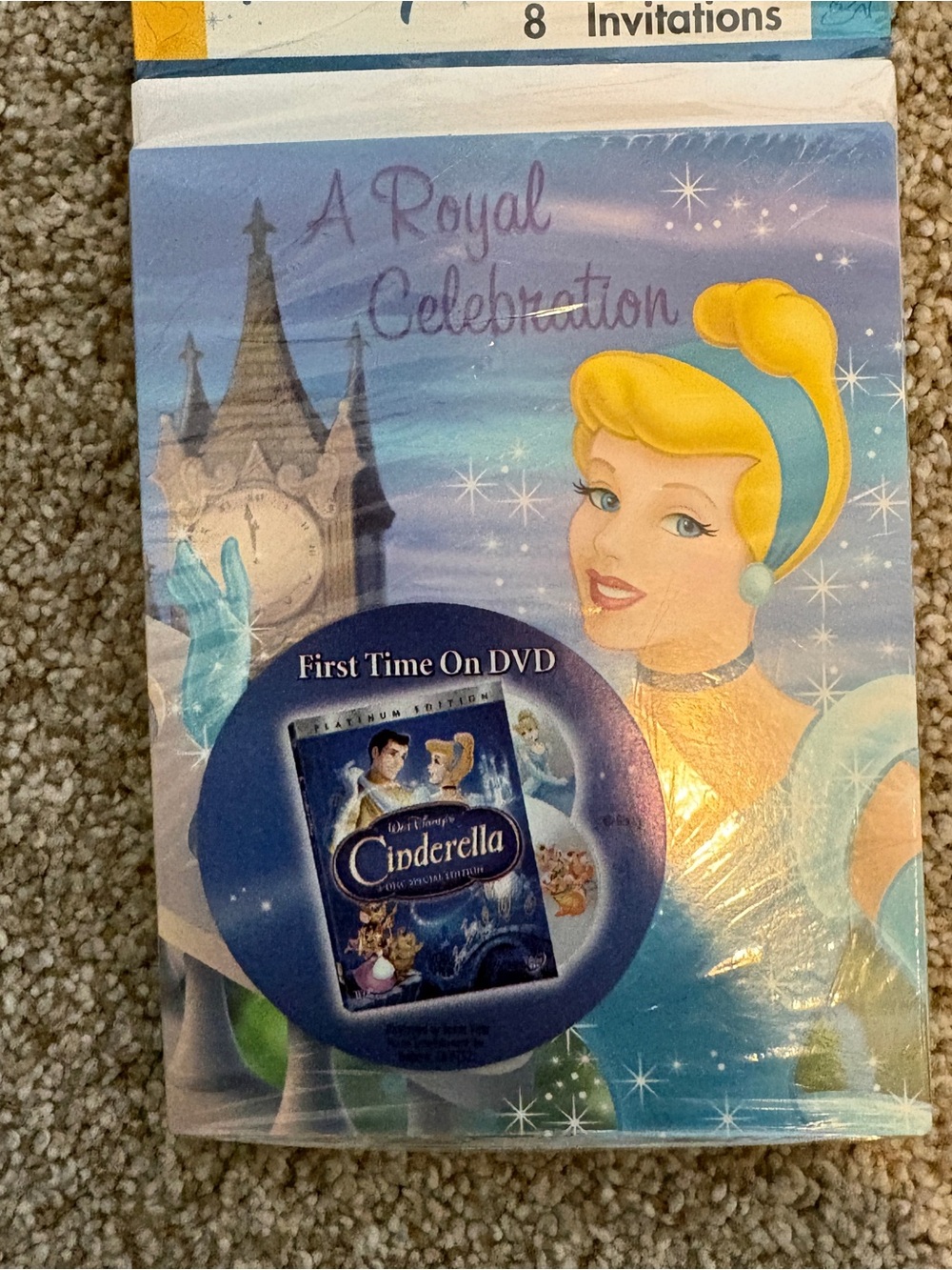 Vintage Y2K Disney Cinderella Royal Celebration Blue Birthday Party Invitations - Picture 2 of 6